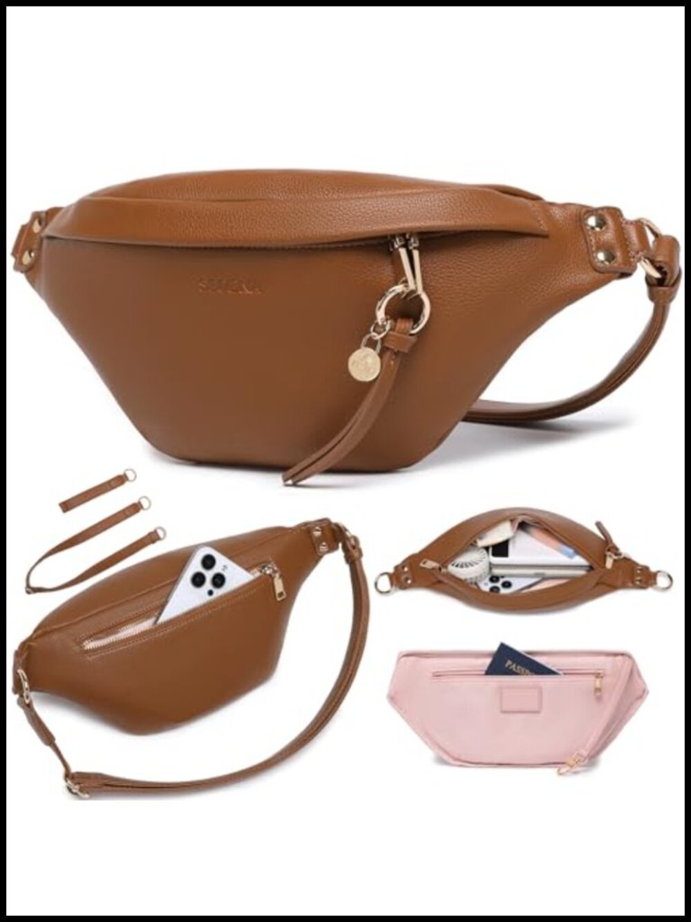 Anti Theft RFID Crossbody Bag Vegan Leather Travel Multiple Compartments